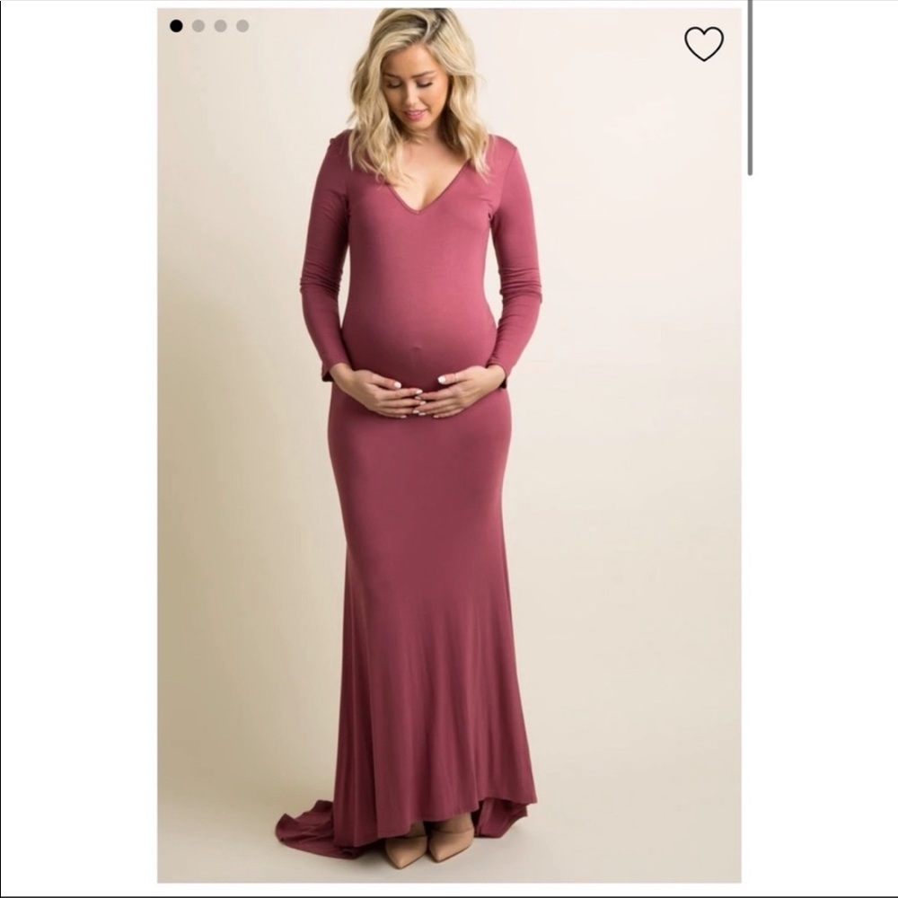 Pinkblush maternity mauve photo shoot dress, long sleeve. Size M